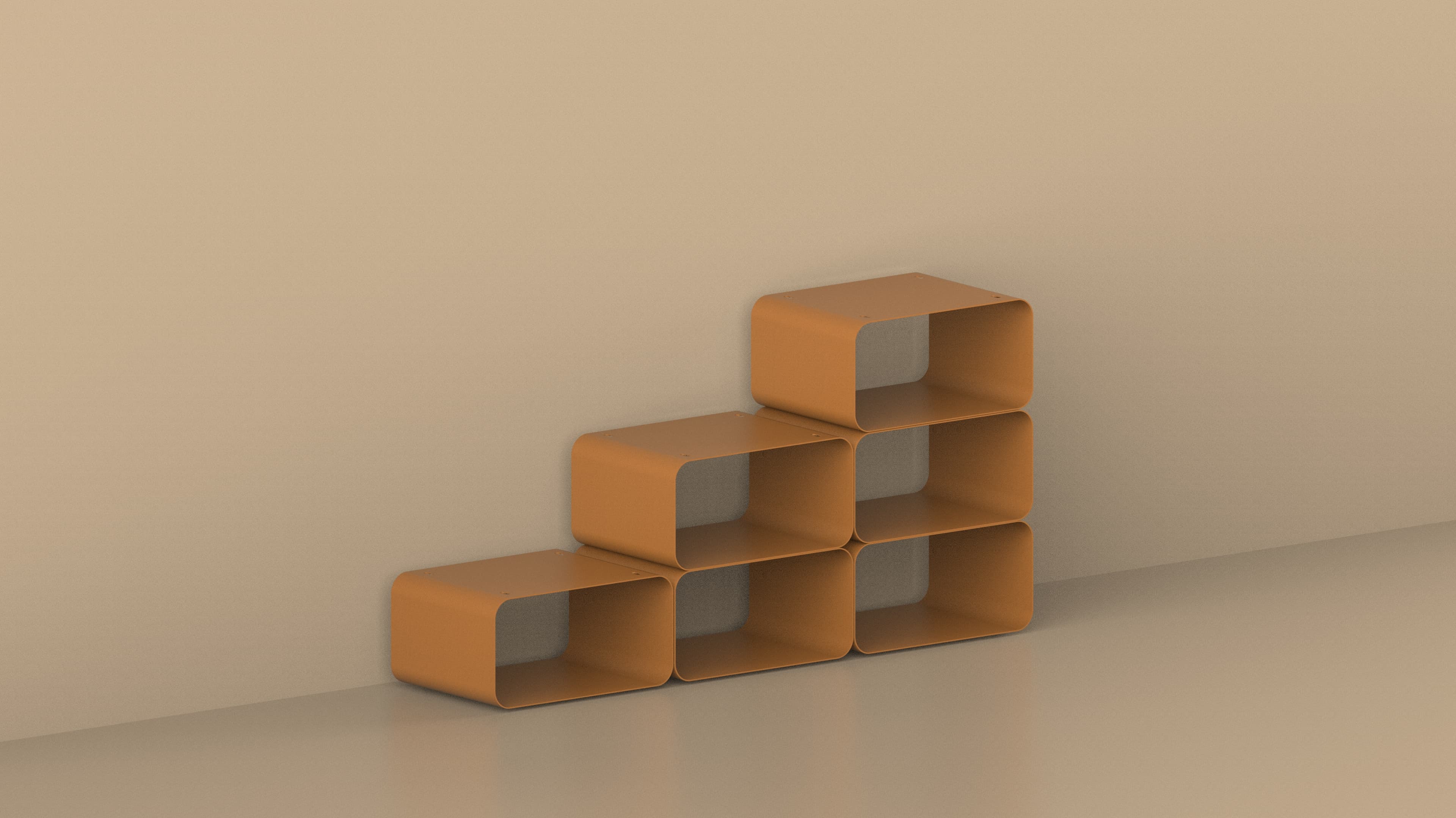 Multiple Glitra Fermo units stacked into an open shelving system